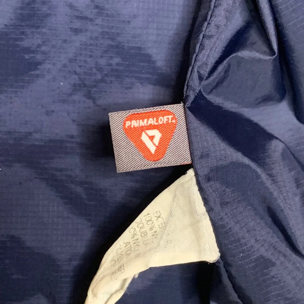 LL Bean Primaloft Packaway Vest Mens XL Tall Quilted Blue Full Zip Outdoor Hike‎